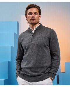Asquith & Fox Men's Cotton Blend Quarter Zip Sweater-Ribbed Cuff, Removable Kimble