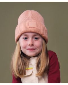 Beechfield Kids Deep Cuffed Tonal Patch Beanie - Winter Hat, Ribbed Knit, Double Layer Knit, Tonal Cotton Twill Patch