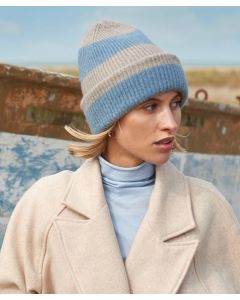 Beechfield Colour Block Beanie – Classic Cuffed Knit Hat, Luxury Soft Touch Yarn, Single Layer Knit, Book Stripe Design