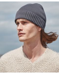 Beechfield Organic Cotton Engineered Patch Beanie – Sustainable, Soft & Durable, Single Layer Knit, Cuffed Design
