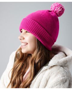 Beechfield Junior Snowstar® Pom Pom Beanie – 100% Acrylic, Dual Style Slouch