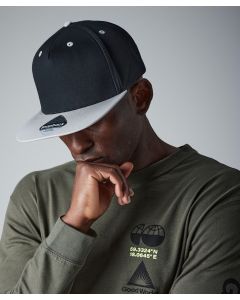 Beechfield 5-Panel Contrast Snapback Cap – Breathable, 100% Cotton, One Size