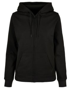 Build Your Brand Women’s Basic Zip Hoodie – Drawcord Hood, Kangaroo Pockets, Long Sleeves, Rib Cuffs & Hem