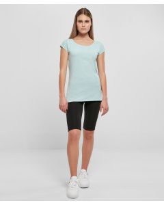 Build Your Brand Women's Wide Neck Tee – Cap Sleeves, Slim Fit, Straight Hem, Customisable Plain Knit
