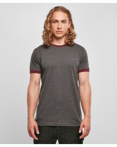 Build Your Brand Ringer Tee for Men – Crew Neck, Short Sleeves, Pull-on Style, Straight Hem, Contrast Piping