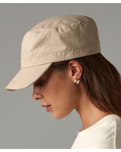 Beechfield Army Cotton Cap – Pre-Curved Peak, Silver Buckle, Self-Fabric Strap