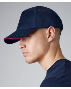  Beechfield 5 Panel Baseball Cap–Cotton, Adjustable, Sandwich Peak, Print Friendly