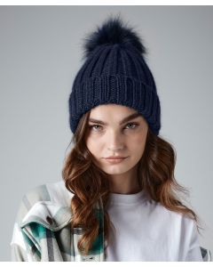 Beechfield Verbier Chunky Beanie with Faux Fur Pom – Unisex Winter Style