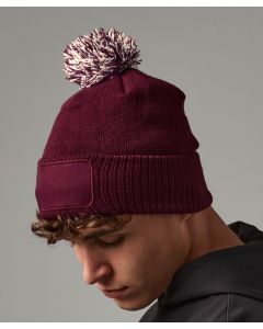 Beechfield Snowstar® Patch Beanie Cap – 100% Acrylic, Cotton Twill Patch, Cuffed