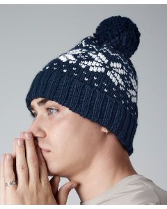 Beechfield Fair Isle Snowstar® Pom Pom Beanie – 100% Acrylic, Adjustable, Rib Cuff