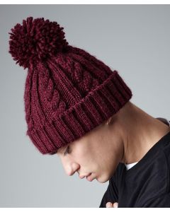 Beechfield Cable Knit Melange Beanie – Stylish Thermal Hat with Comfortable Fit, Hand Knitted Feel, Thermal Band