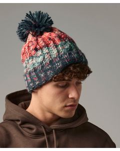 Beechfield Unisex Pom Pom Beanie – 100% Acrylic, Multi-Yarn, Cable Knit, Banded