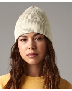 Beechfield Organic Cotton Fine Knit Beanie – Soft, Breathable & Sustainable, Single Layer Knit, Cuffed Design, Engineered Crown