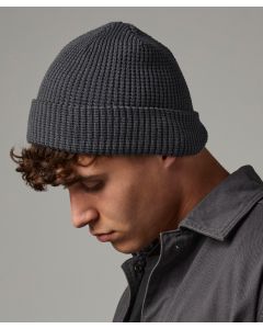 Beechfield Organic Cotton Waffle Beanie – Textured Knit Hat, Double Layer Waffle Knit, Cuffed Design, Lightweight Breathable Fabric