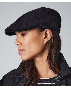 Beechfield Vintage Flat Cotton Cap – Herringbone weave fabric, Unisex Style