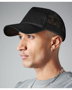 Beechfield Microknit Trucker Snapback Hat – 5-Panel, One Size, Mesh Rear, Sporty
