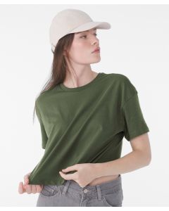 Bella+Canvas Women's Jersey Crop Tee – Drop Shoulder, Flattering Cropped Cut, Oversized Sleeves