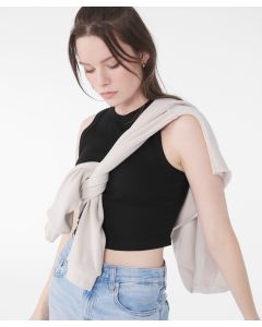 Bella+Canvas Women’s Micro Rib Muscle Crop Tank – High Neck, Deep Armholes
