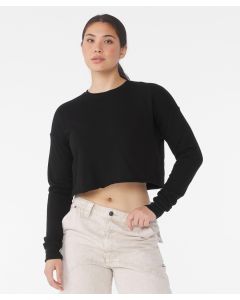 Bella+Canvas Women’s Cropped Crew Fleece – Airlume Combed & Ringspun Cotton, Raw Edge, Dropped Shoulders
