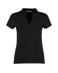 Kustom Kit Women's Corporate Short Sleeve Top V-neck Mandarin Collar