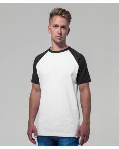Build Your Brand Contrast Tee for Men – Raglan Sleeves, Rib Neck with Tape
