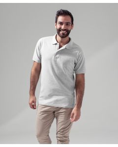 Build Your Brand Piqué Polo Shirt for Men – Rib Collar, Short Sleeves, 3-Button Placket, Long-Cut, Neck Tape