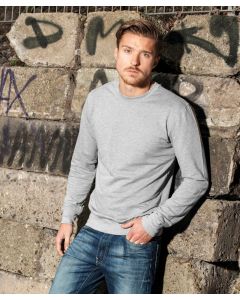 Build Your Brand Light Crew Neck Sweatshirt – Long Sleeves, Overlocked Seams