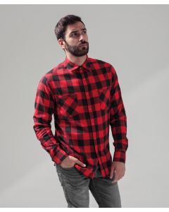 Build Your Brand Checked Flannel Shirt – Chest Pockets, Collared Button Placket