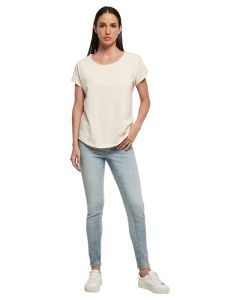 Build Your Brand Women’s Long Slub Tee – Cotton Slub Jersey, Lightweight Oversized Sleeves, Feminine Fit, Ideal for Printing