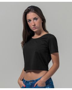 Build Your Brand Women’s Cropped Tee – Lightweight Stretch Jersey, Fashionable Cropped Fit, Monochrome Style, Ideal for Printing