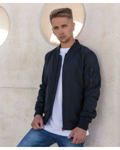 Build Your Brand Light Bomber Jacket –  Lightweight 100% Polyester, Ribbed Hem & Sleeve, Side & Sleeve Pockets