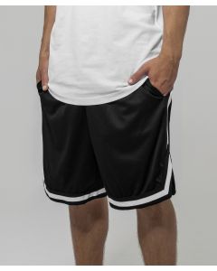 Build Your Brand Two-Tone Mesh Shorts – Unisex, Lightweight, Casual Jersey Style, Side Slits, Contrasting Hem Stripes