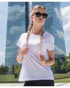 Build Your Brand Women's Box Tee – Relaxed Fit Cotton T-Shirt, Round Neck, Neck Rib, Double Seams at the Hem, Necktape