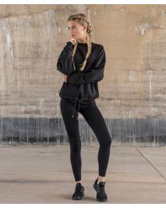 Build Your Brand Women's Oversize Crew Neck Sweatshirt – Boxy Relaxed Fit, Wide Sleeves, Drawstring Waist