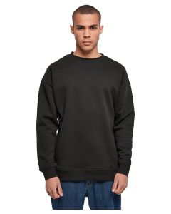 Build Your Brand Sweat Crew Neck – Brushed Fleece, with Neck Print, Extended Shoulder, Normal Fit