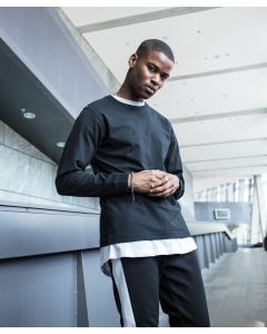 Build Your Brand Men’s Long Sleeve – 100% Cotton Single Jersey, Wide Ribbed Cuffs, Round Neck