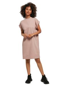 Build Your Brand Women's Turtle Extended Shoulder Dress – Relaxed Fit, Stand-Up Rib Collar