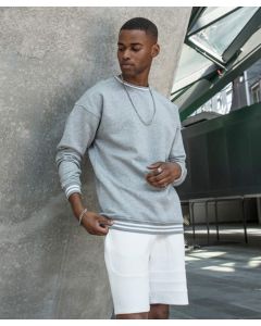 Build Your Brand College Sweatshirt - Unisex, Brushed Fleece, Exaggerated Overcut Shoulders, Ribbed Collar & College-Style Ribbed Cuffs
