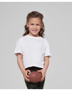 Build Your Brand Girls Cropped Jersey Tee – Lightweight, Short Cut, Round Neck With Rib At Neck