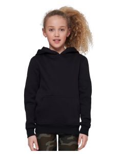 Build Your Brand Kids Basic Hoodie– Cosy, Flat Kangaroo Pockets, Half Moon Neck, Brushed Fleece