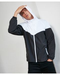 Build Your Brand Tech Wind Runner Jacket – Two-Tone, Drawcord Hood, Zip Pockets
