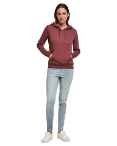 Build Your Brand Women's Organic Hoodie – Drawcord Hood, Rib-Cuff Long Sleeves