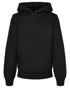 Build Your Brand Organic Kids Basic Hoodie – Organic Cotton Brushed Fleece, Regular Fit, Kangaroo Pocket, Wide Ribbed Cuffs & Hem