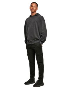 Build Your Brand Acid Washed Oversize Hoodie – Men’s, Cotton Terry, Oversized Fit, Divided Seam Hood