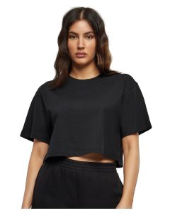 Build Your Brand Women's Short Oversized Tee – Cropped Cute, Wide Sleeves & Reliable Cotton Fabric