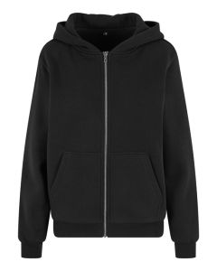 Build Your Brand Women's Fluffy Zip Hoodie - Full Zip Fastening, Ribbed Cuffs and Hem, Cosy Hood Design, Zip Closure