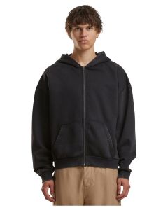Build Your Brand Vintage Heavy Zip Hoodie – Long Sleeves, Handwarmer Pockets