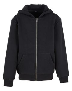 Build Your Brand Kids Fluffy Zip Hoodie - Soft Fleece Full Zip, Kangaroo Pocket, Cosy Hood Design, Ribbed Hem and Cuffs
