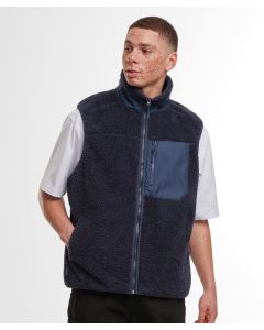 Build Your Brand Bonded Sherpa Vest - Full Zip Fleece-Lined Thermal Workwear Gilet, Functional Zipped Pockets, Stand-Up Collar
