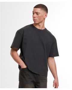 Build Your Brand Vintage Cropped Heavy Oversized Tee - Premium Cotton Streetwear, Dropped Shoulders, Crew Neck